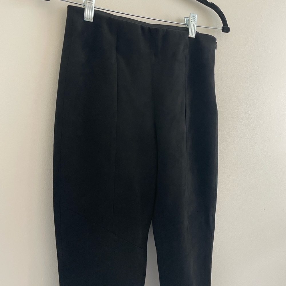 Zara Basic Women's Size Small Black Skinny Suede Like Pants Ankle Zipper